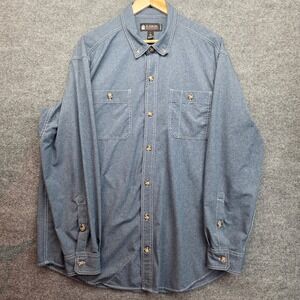Alaskan Hardgear Mens‎ XL Blue Chambray Long Sleeve Button Up Shirt Standard Fit